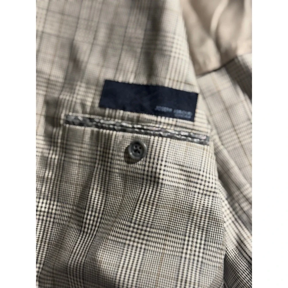 Joseph Abboud Silk Wool Glen Plaid Blazer Sport Coat Mens 38S Grey Tan